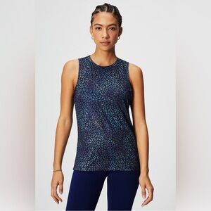 Fabletics Women’s Blue Heatmap Leopard Dry-Flex Open Back Tank - Large